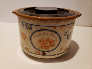 Vintage Rival Electric Potpourri Crock Pot 3207 With Lid Floral Design