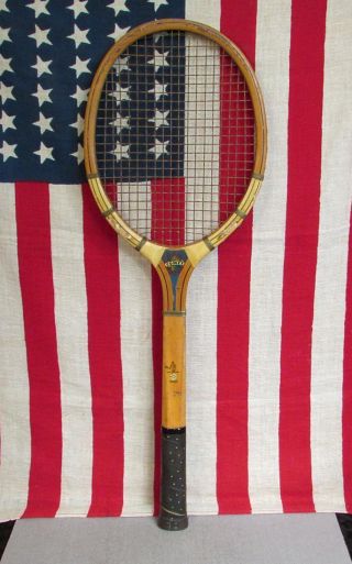 Vintage 1930s Wright & Ditson Wood Tennis Racquet Comet Model Antique Display