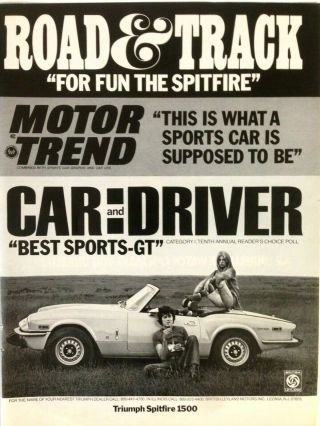 1974 Triumph Spitfire 1500 Roadster Vintage Print Ad Car Automobile