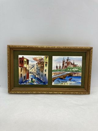 Vintage Ceramic Art Tile Painting / Venice 4 - 1/2”x4.  75” Oa Hand Painted