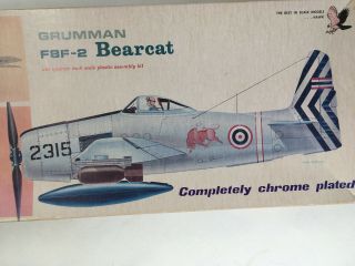Vtg Hawk 1/4  1:48 Grumman F8f - 2 Bearcat Chrome Plated Plastic Model Kit Plane