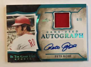 Pete Rose 2020 Leaf In The Game Autograph,  Jersey 6/6 Auto Cincinnati Reds