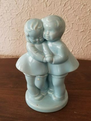 Vintage Shawnee Boy And Girl Valentine Planter Vase - Blue