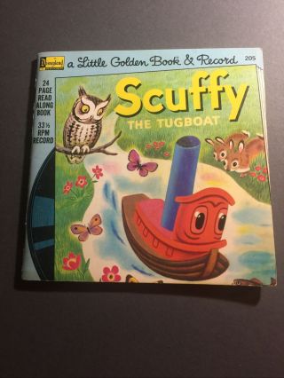 Scuffy The Tugboat Vintage Little Golden Book & Record Disneyland Record 205