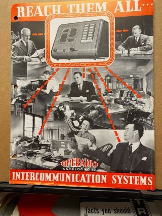 Vtg Operadio Manufacturing Company Brochure Intercoms Intercommunication 1942