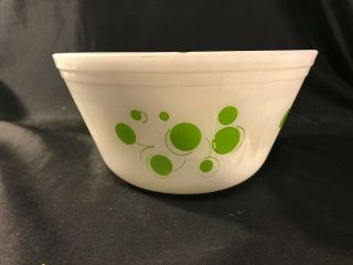 Vintage Federal Glass Green Atomic Dots Pattern Mixing Bowl 8 "