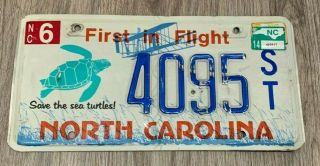 Save The Sea Turtles,  North Carolina Vanity License Plate 4095 St