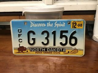 1998 North Dakota Official License Plate