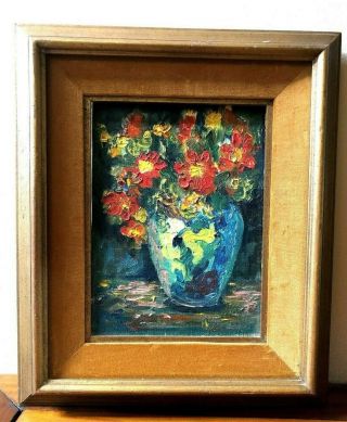 Vintage Signed Framed Painting - Floral