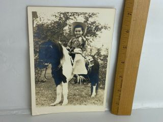 Vintage B&w Photos Cowboy Kid Pony Western Chaps Boy Hat Birthday