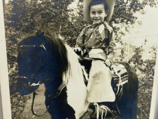 Vintage B&W Photos Cowboy Kid Pony Western Chaps Boy Hat Birthday 3