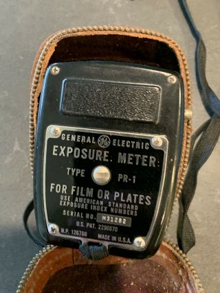 Vintage General Electric Exposure Meter Type PR1 in Brown Leather Case 2