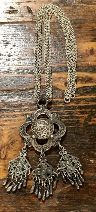 Vintage Norwegian Tinn Pewter Pendant Necklace