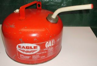 Vintage Eagle Sp 2 1/2,  2 - 1/4 Gallon Vented Galvanized Steel Gas Can Complete