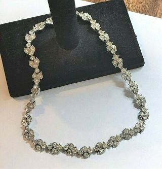 Vintage Bogoff Silver Tone Clear Rhinestone Choker Necklace