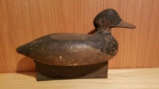 Very Cool Early Hollow Tack Eyed Hen Bluebill Wooden Duck Decoy Unusual Tin Keel