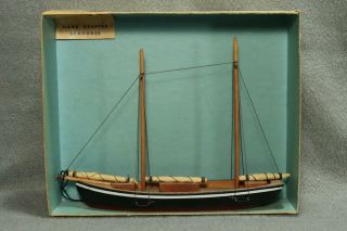 Vtg Down - East Novelties Inc Hand Crafted Schooner Model Boat Yarmouth Me