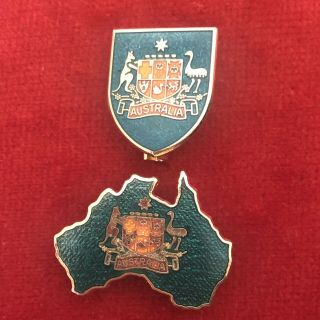 Vintage Australia Rugby Union Hard Enamel Metal Badges