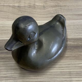 Vintage Brass Duck Figurine Mid Century 5 " Rubber Duck Look Solid Brass Mcm
