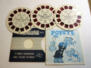 Vintage Viewmaster 3d Photo Reels - Tv Show Popeye No.  B516 - Set Of 3