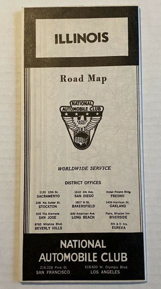 =vintage 1930 Illinois Road Map National Automobile Club