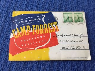 Vintage Souvenir Postcard Folder.  Camp Forrest Tullahoma Tennessee