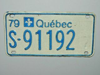 1979 Snowmobile Quebec License Plate S - 91192 Canada Ski - Doo Tag