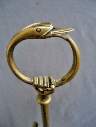 19th Century Brass Oil Lamp A Swan Held Ring My A Hand,  Ideal Door Stop