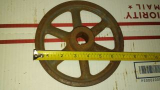 Vintage Cast Iron Pulley Key 1/2 " Belt 1 " C.  H.  7 1/4 " Od Old Farm Tool Ak74 Bro.