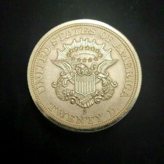 Vintage Seiko United States Of America Twenty Dollar Gold Coin Desk Clock 2 7/8 "