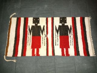 Vintage (navajo Indian) 2 Faced Black - Yei - Wool Rug Bold Colors