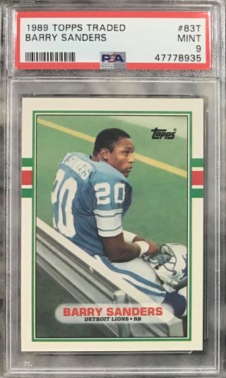 1989 Topps Traded Barry Sanders Rookie Rc Lions Psa 9