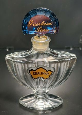 Vintage Shalimar Guerlain Paris Empty Perfume Bottle France 1/2 Oz.  Estate Find