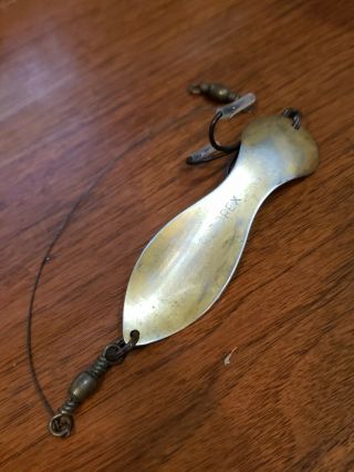 Vintage 3 1/2  Rotorex " Metal Spoon Fishing Lure With Wire Leader