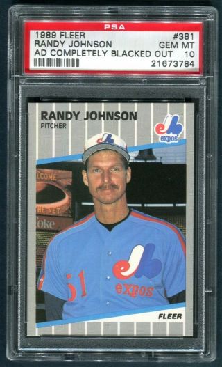 1989 Fleer Baseball 381 Randy Johnson Psa 10 - Marlboro Ad Blacked Out - Hof