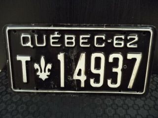 1962 Quebec License Plate Taxi T 14937