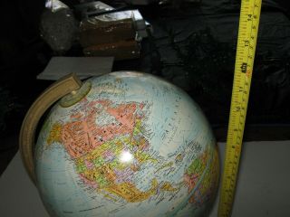 Vintage Replogle World Nations Series 12 " Globe Raised Relief Rotates Vert.  Hor.