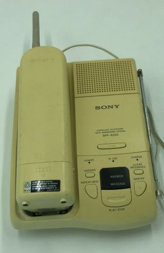 Vintage 90s Sony Spp - A250 Cordless Phone With Cassette Answering Machine
