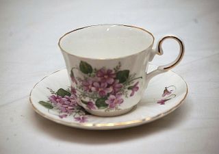 Old Vintage Violets By Heirloom Fine Bone China Cup & Saucer Set England