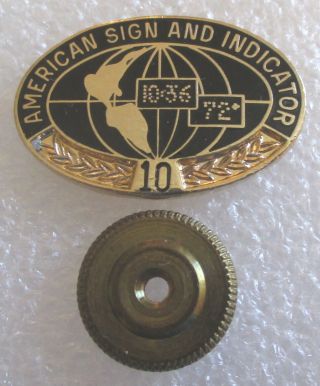 Vintage American Sign And Indicator Corporation 10 Yr Employee Service Award Pin