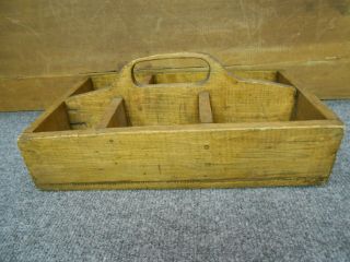 Antique Primitive Divided Wood Tray/box Caddy Utensil Box