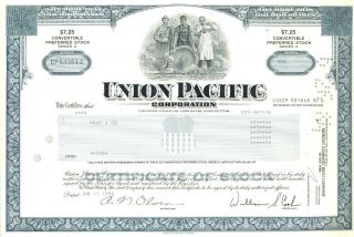 1984 Up Union Pacific Railroad Stock Certificate