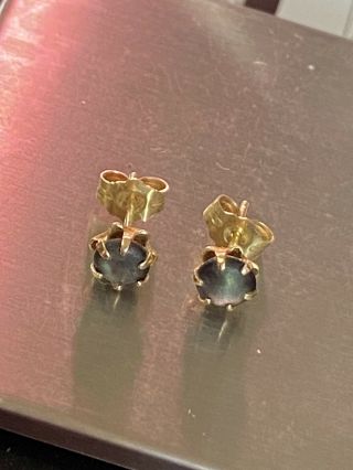 Estate Rare Vintage Dark Opal Solid 14k Gold Studs Earrings Unique