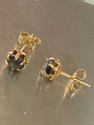 ESTATE Rare Vintage Dark Opal Solid 14k Gold Studs Earrings UNIQUE 2