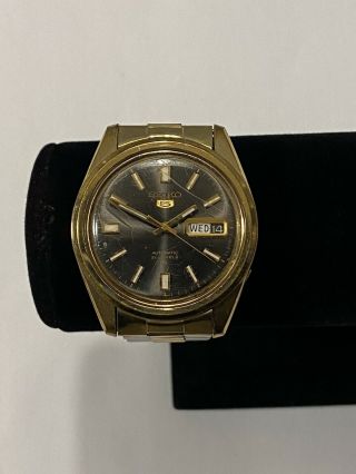 Vintage 1971 Seiko 5 Automatic 21 Jewel Gold Tone Watch Day/date,  Runs 6119 - 8086