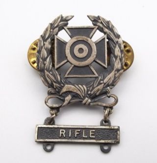 Vtg Sterling Silver Rifle Marksman Award Lapel Pin Badge Medal Military Antaya
