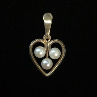 Vintage Heart Pendant Gold Filled With Pearls