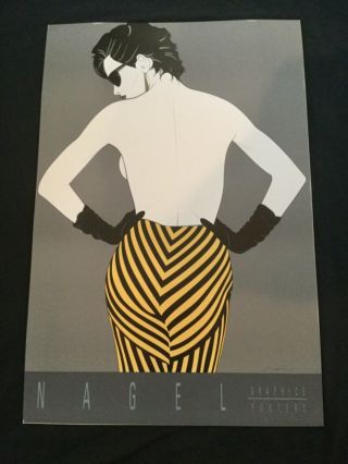Rare Vtg.  80’s Poster Art Foam Print Model Sunglasses Bare Back Nagel Signed Vguc