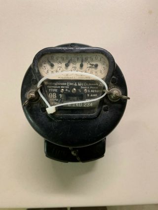 Westinghouse Ob Watthour Meter 5 Amp Antique Vintage 1926
