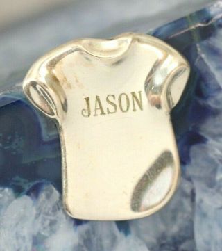 Vintage " Jason " 925 Sterling Silver Shirt Necklace Pendant: 5.  7 Grams